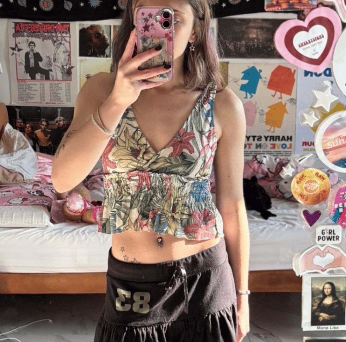 Top Crop bil-Peplum u l-Istampar tal-Fjuri - photo 2