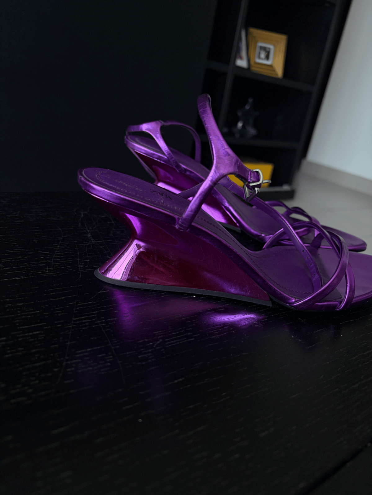 Metallic Purple Wedge Heel Sandals - photo 4