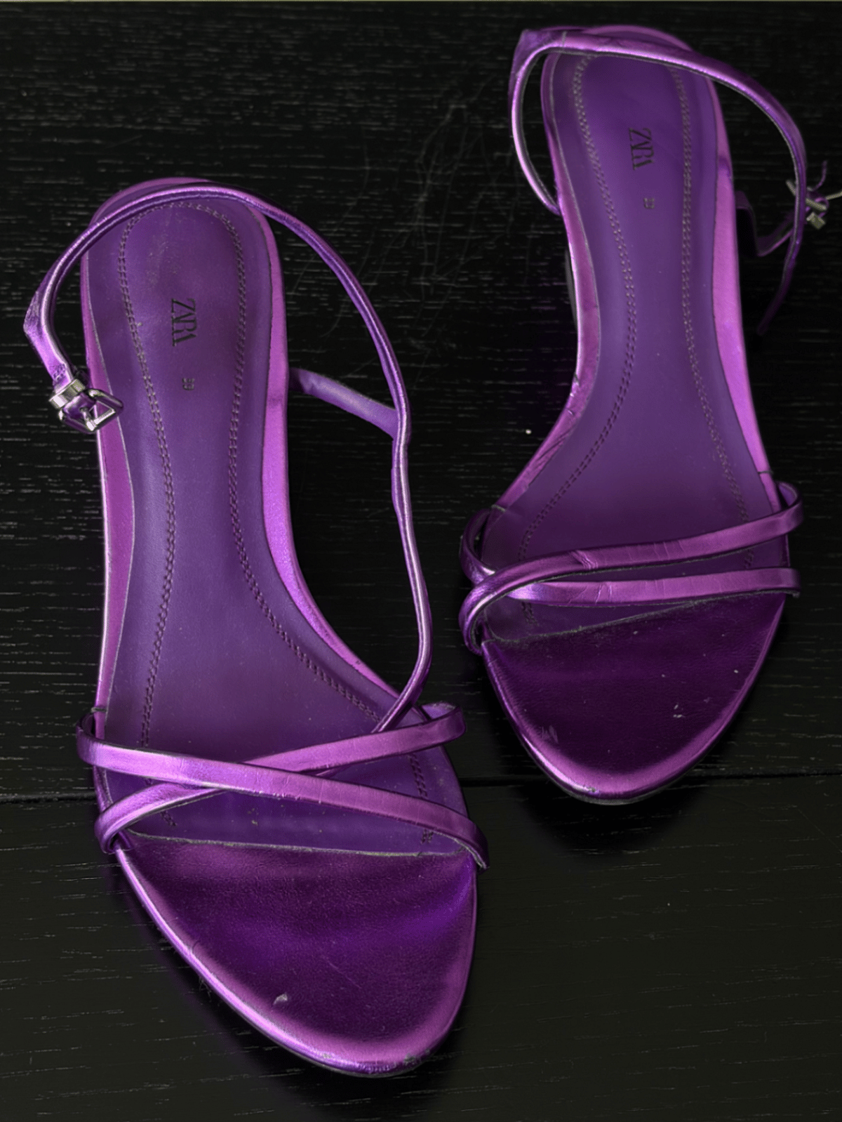 Metallic Purple Wedge Heel Sandals - photo 6