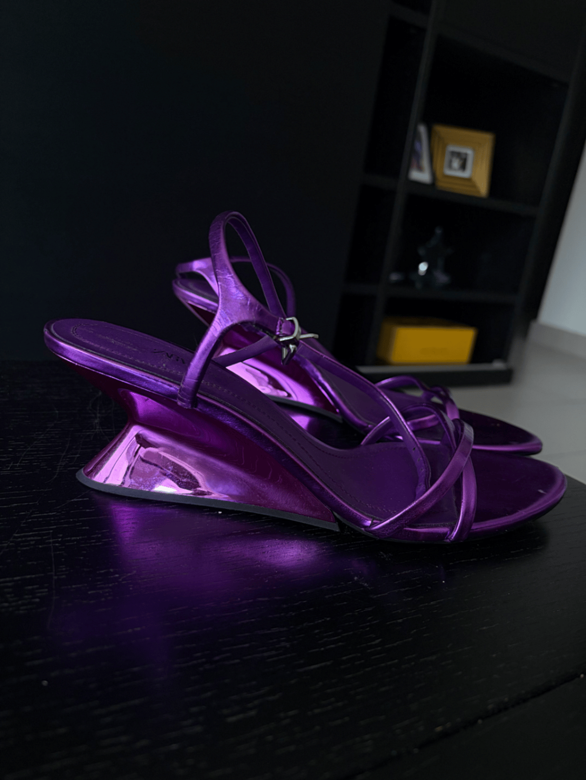 Metallic Purple Wedge Heel Sandals - photo 2