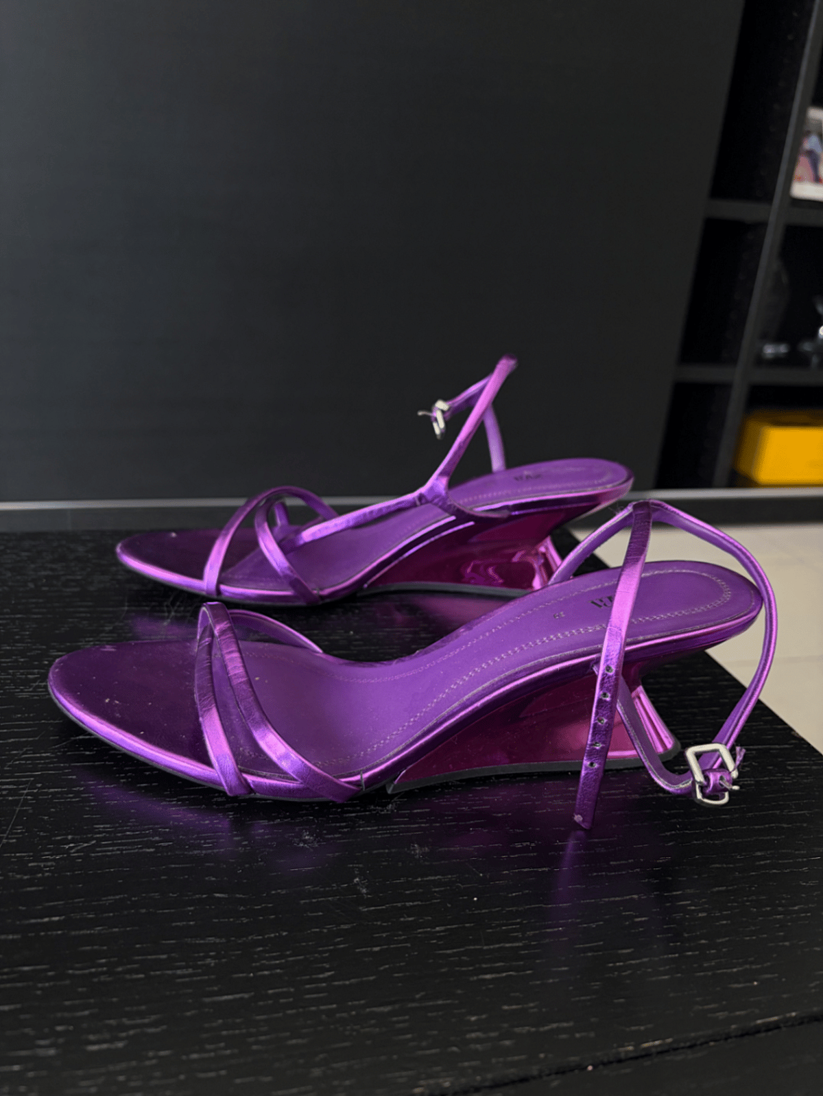 Metallic Purple Wedge Heel Sandals - photo 3
