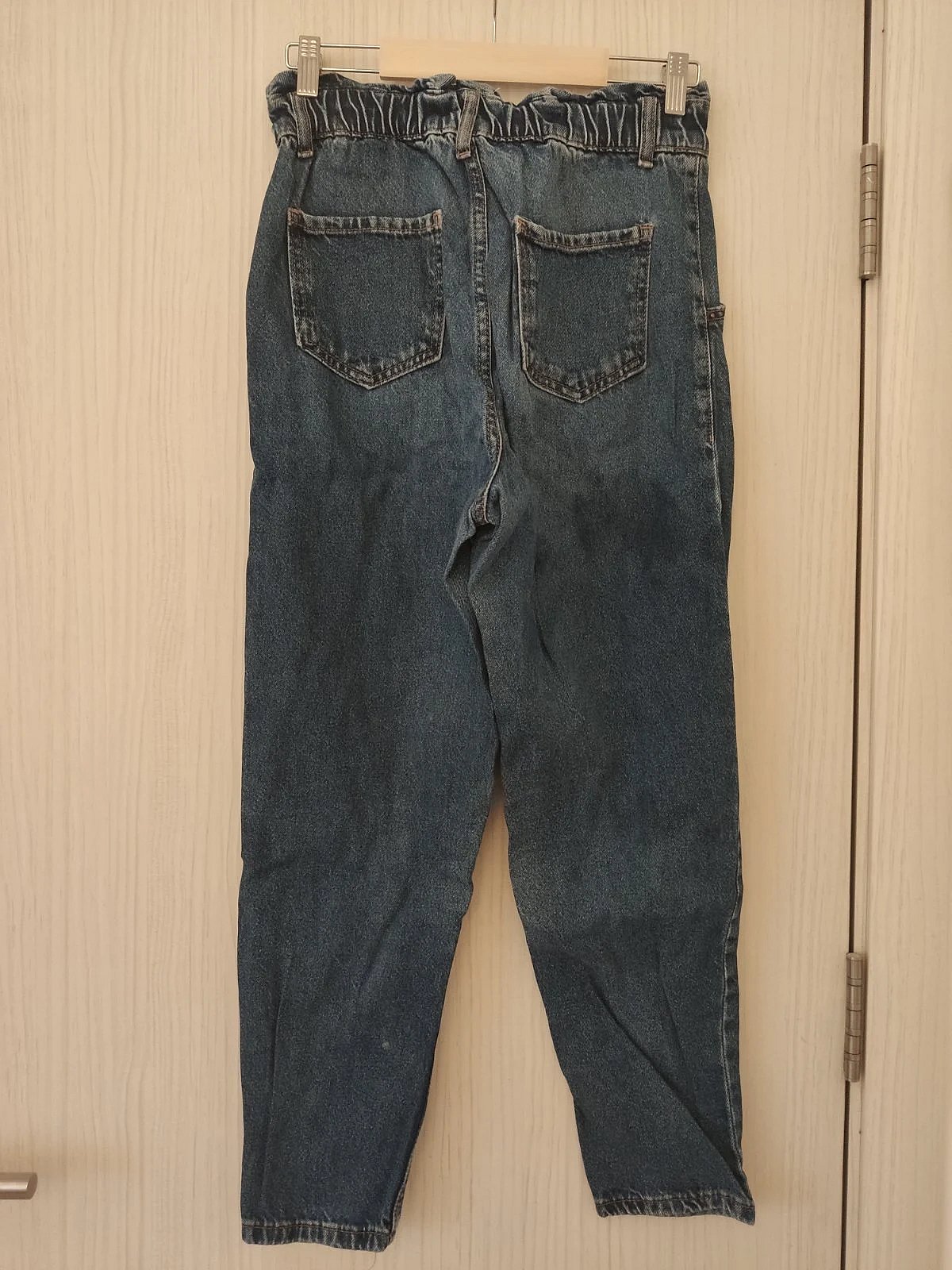 Jeans blu b'qadd għoli tal-paperbag - photo 2