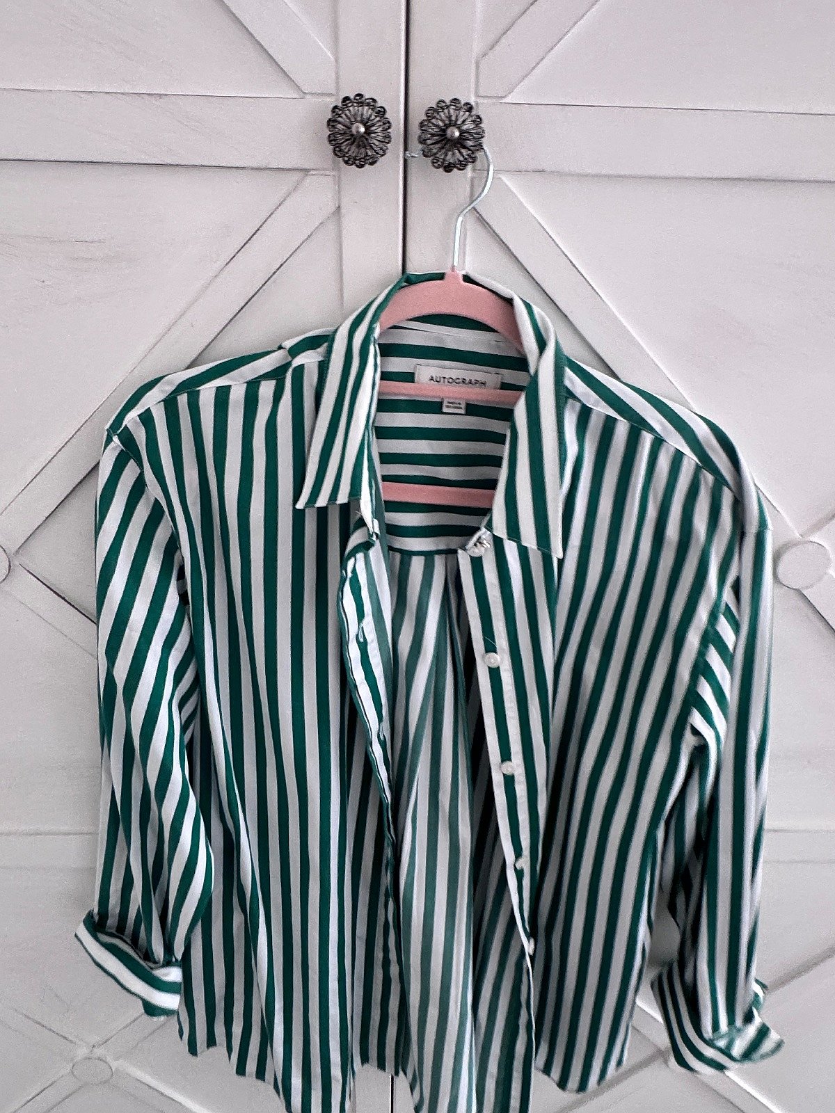 Camisa de Autograph verde con rayas blancas - photo 2