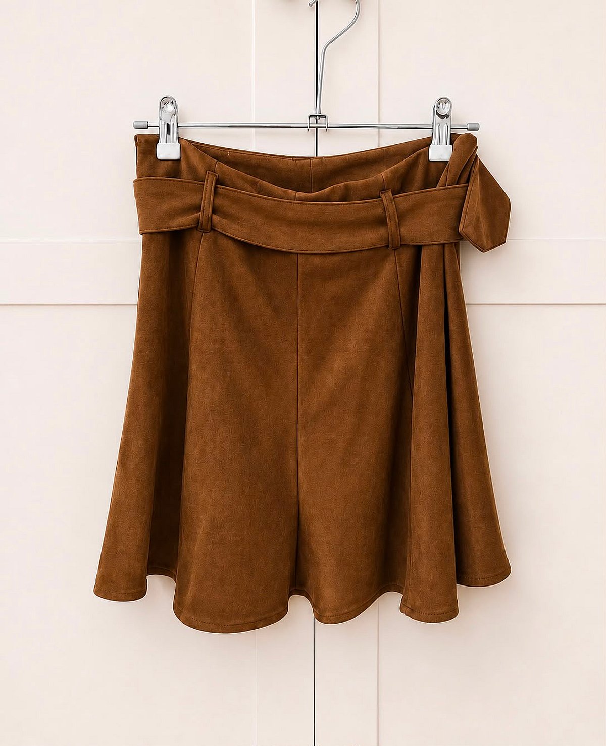 Brown belted A-line skirt - photo 2