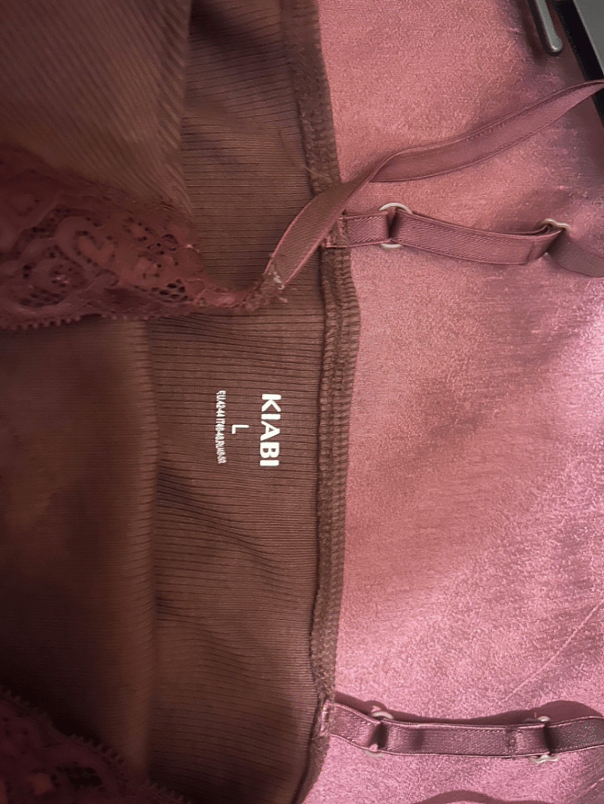 Bodysuit b'riġlejn u trim tal-bizzilla tal-Burgundy - photo 4