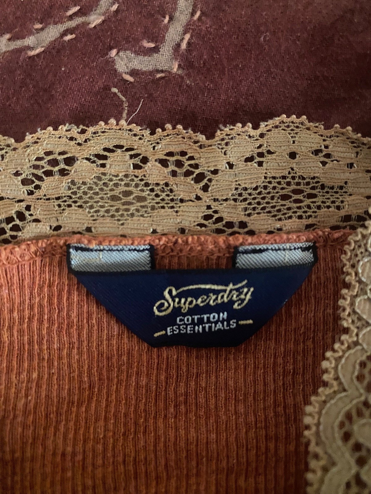 Superdry Orange/Salmon Ribbed Lace Camisol Strap Top - photo 7