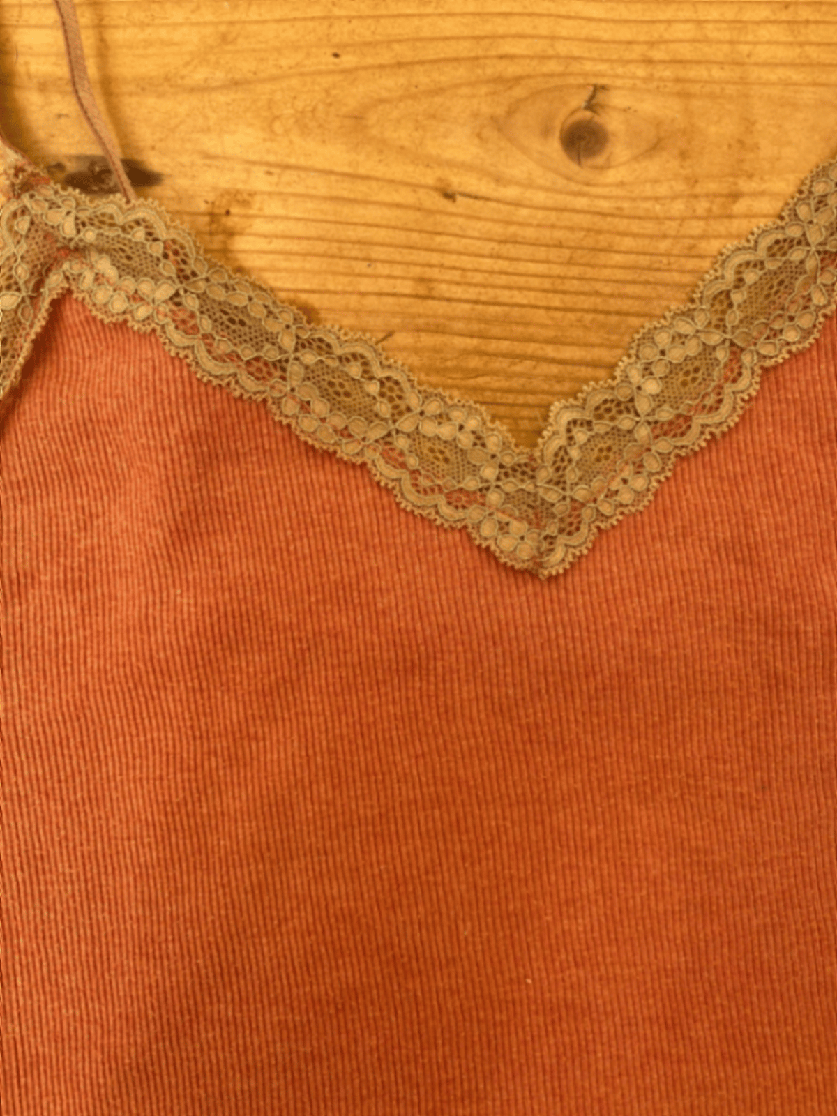 Superdry Orange/Salmon Ribbed Lace Camisol Strap Top - photo 2