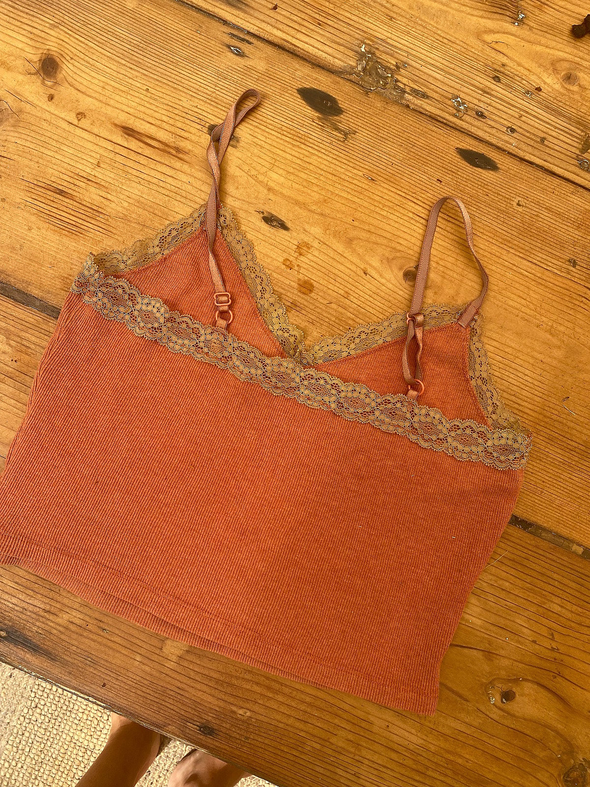 Superdry Orange/Salmon Ribbed Lace Camisol Strap Top - photo 4
