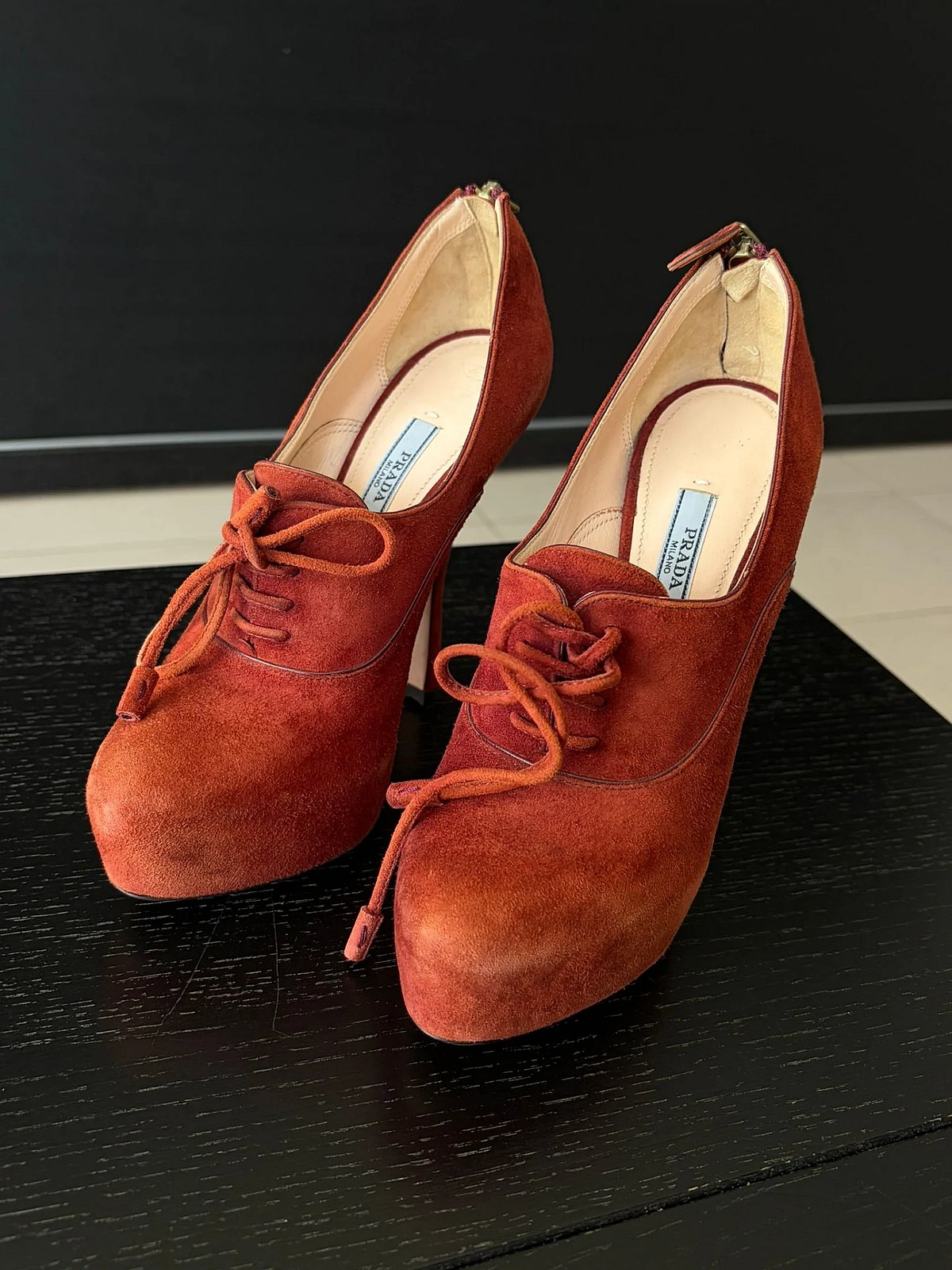Takkuna Għolja Prada Suede Lace Up Platform - photo 4