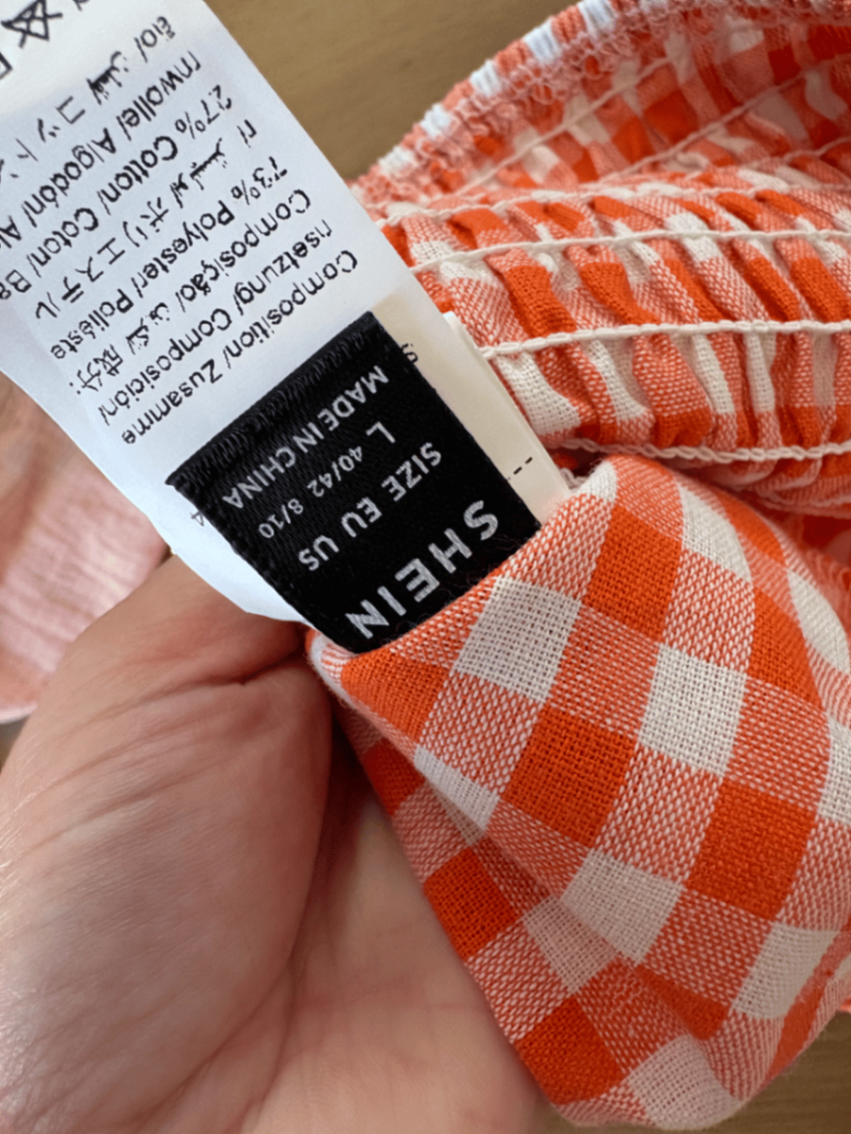 Top Maqtugħ b'Kmiem Minfuħ Gingham - photo 2