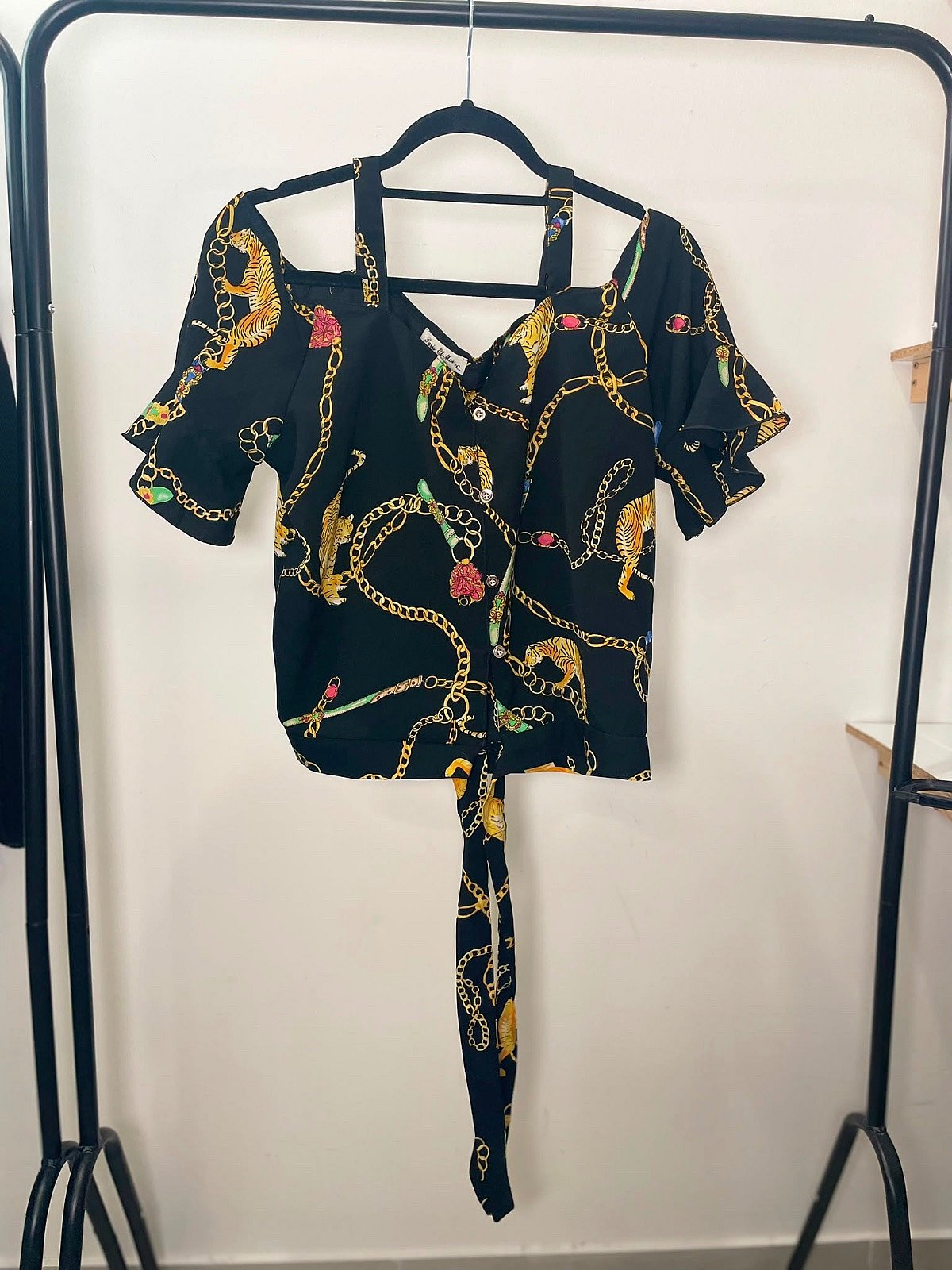 Black Chain Print Blouse - photo 4