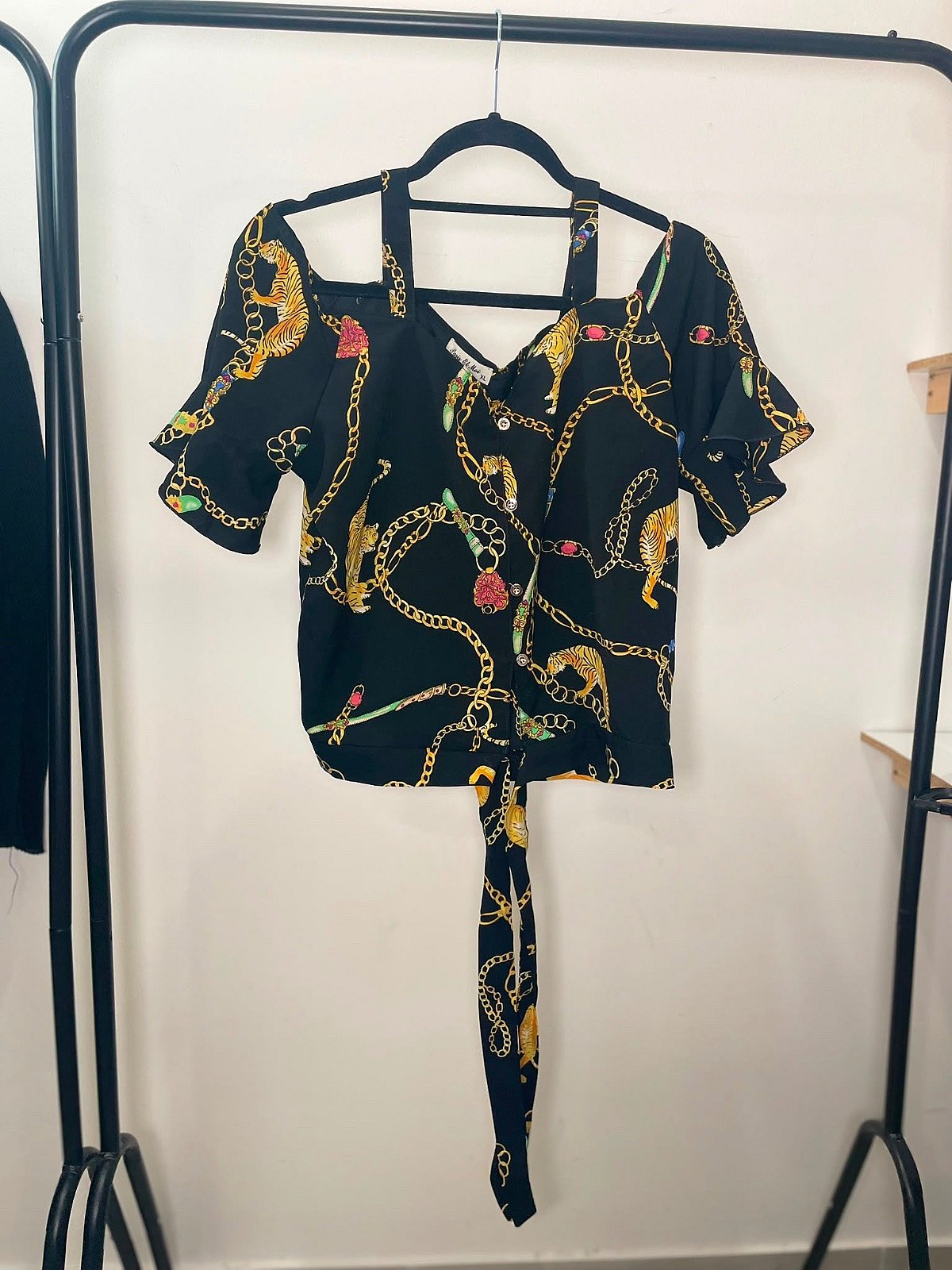Black Chain Print Blouse - photo 5