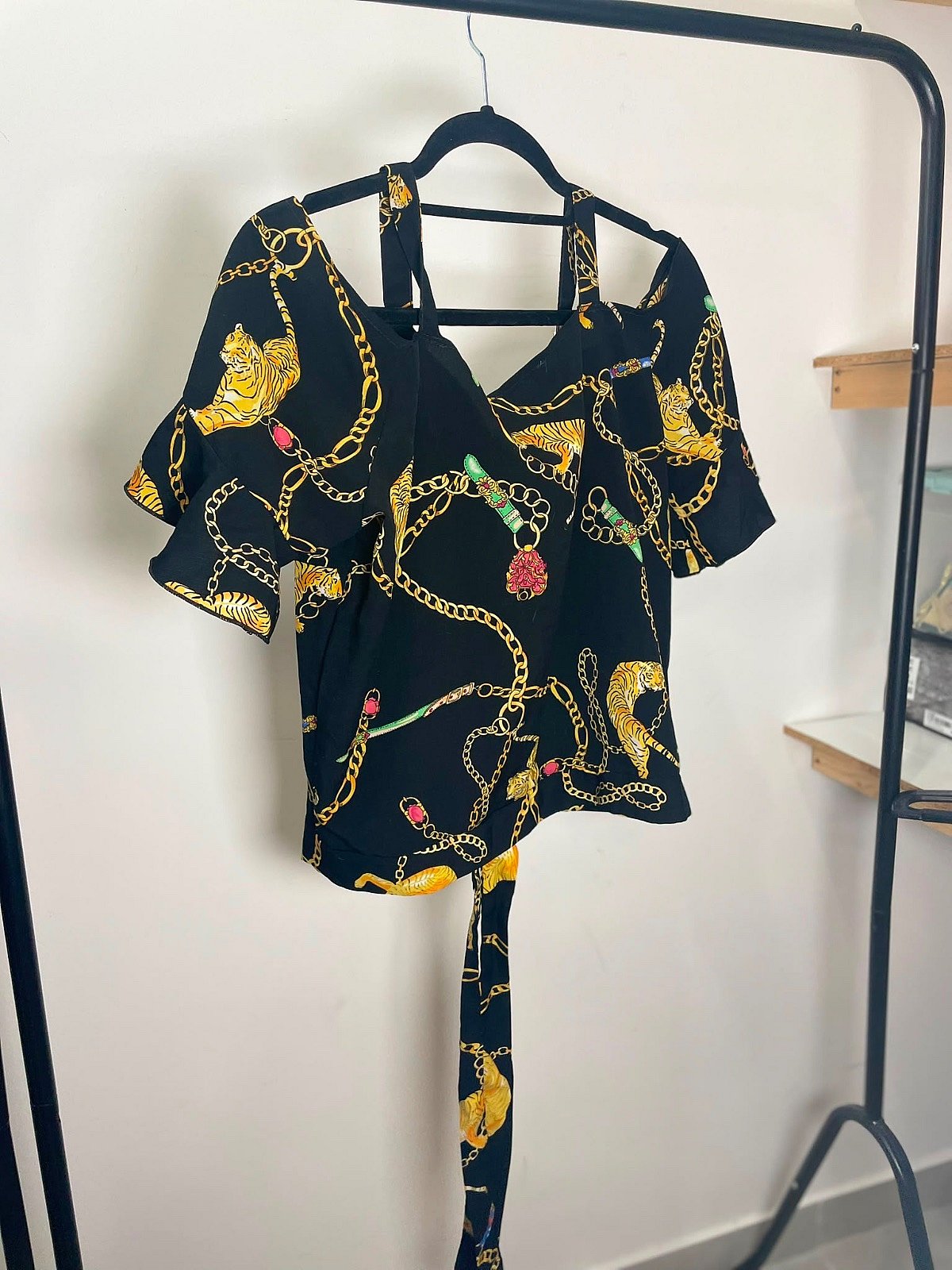 Black Chain Print Blouse - photo 2