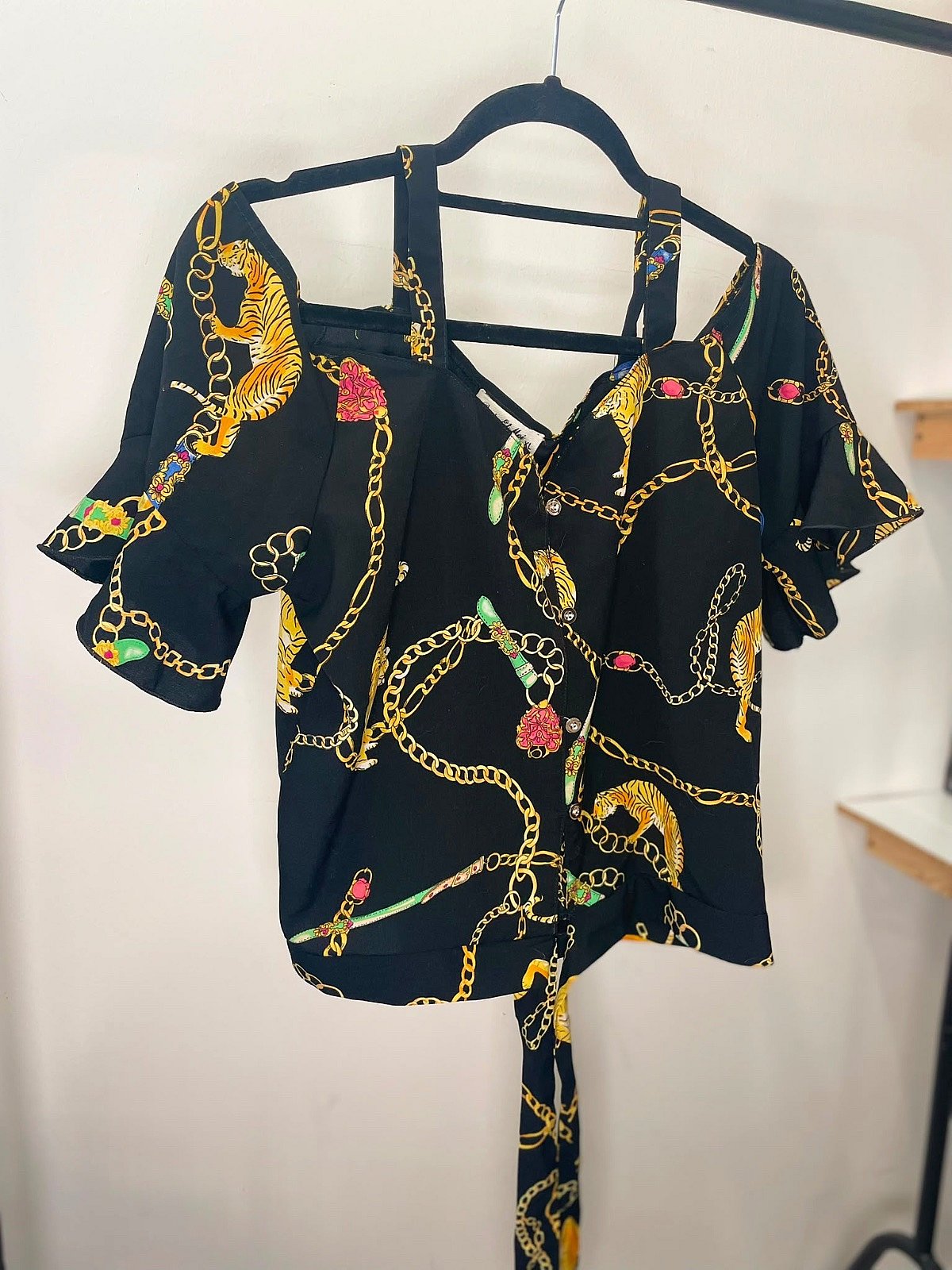 Black Chain Print Blouse - photo 3