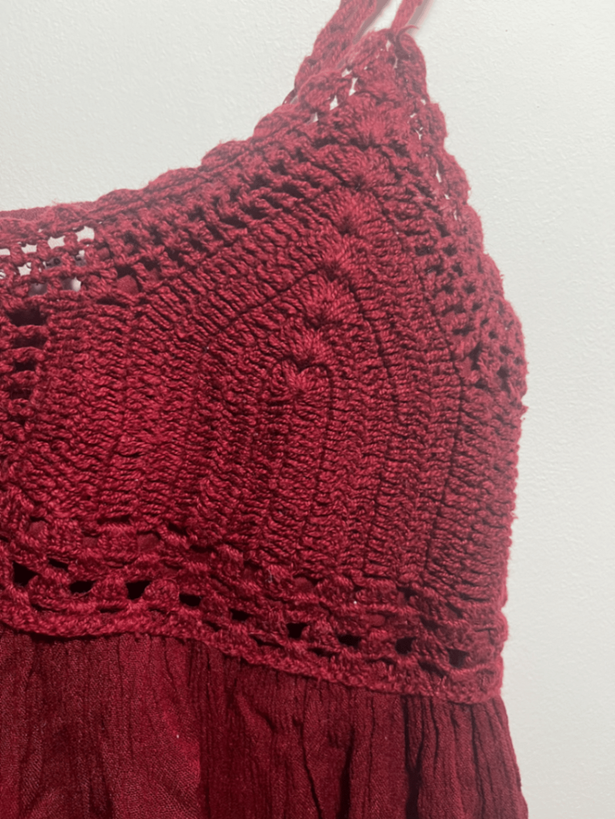 Top Cami tal-Ganċ Burgundy - photo 3