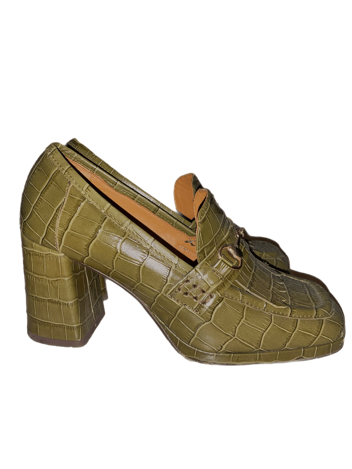 Loafers Sezane b'takkuna ħadra u kulur krokodil, ispirati mis-snin 90, vintage - photo 2