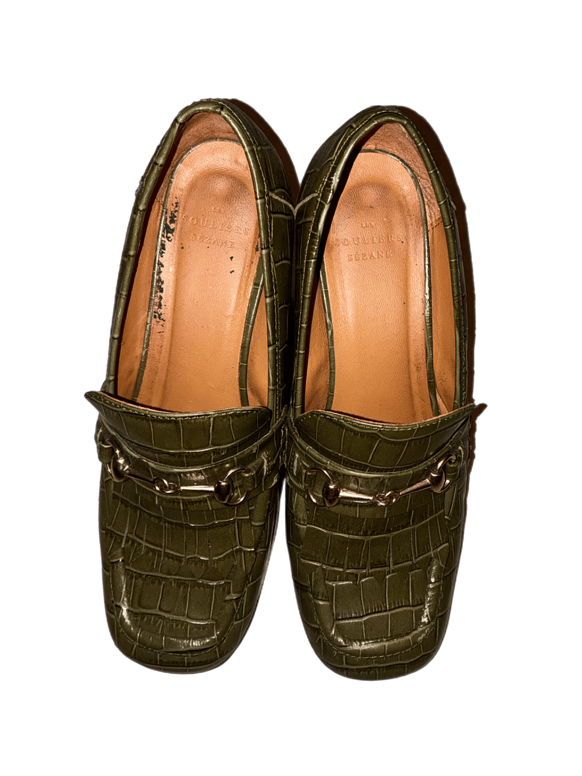 Loafers Sezane b'takkuna ħadra u kulur krokodil, ispirati mis-snin 90, vintage - photo 3