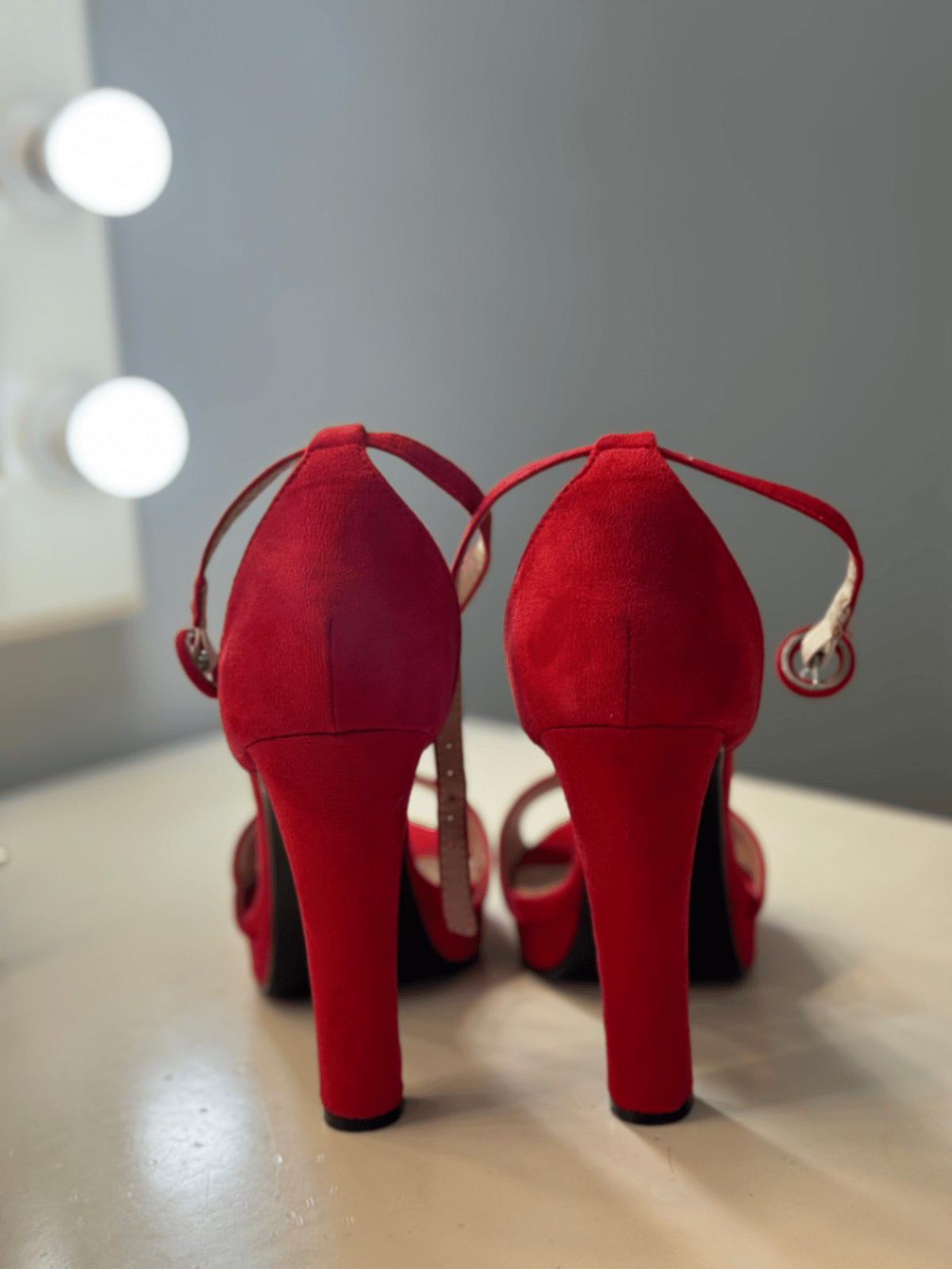 Red Suede Platform High Heels - photo 2