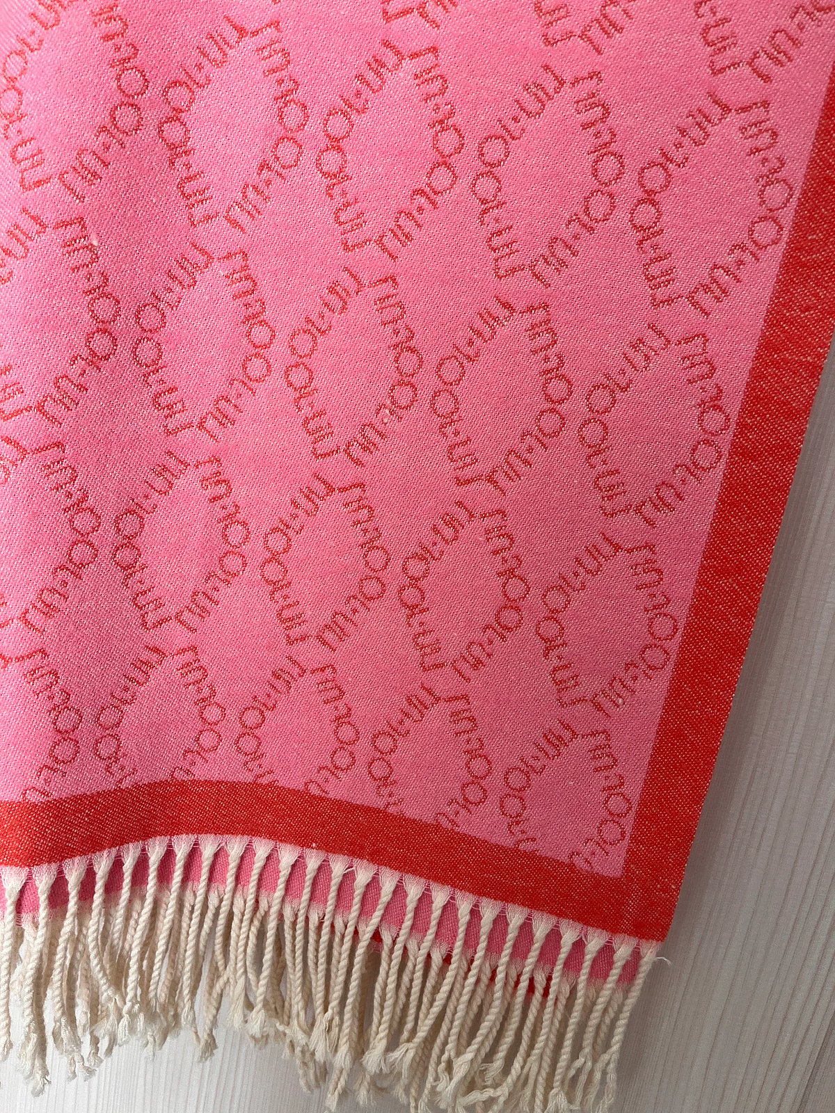 LIU JO Pink & Red Fringed Scarf - photo 3