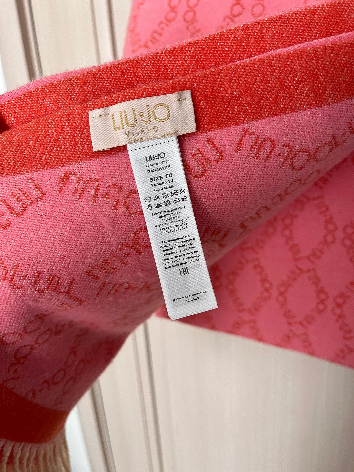 LIU JO Pink & Red Fringed Scarf - photo 4