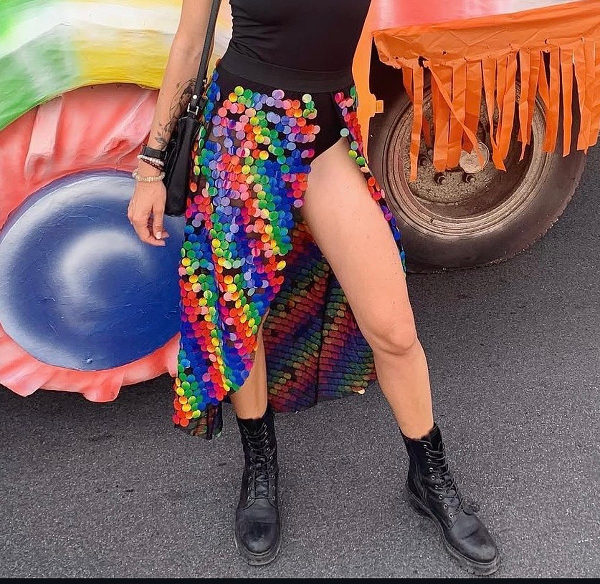 Rainbow Sequin Sheer Party Skirt - photo 6