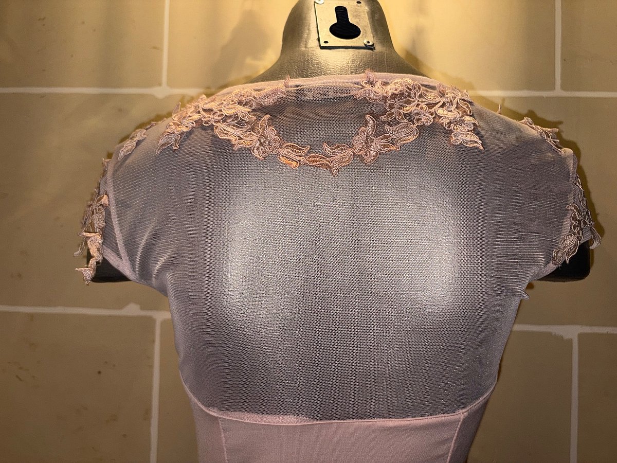 Peach Lace Applique Dress Size S - photo 4