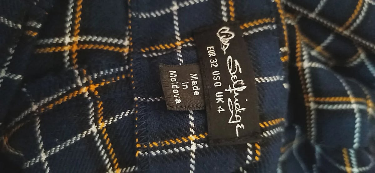 Qalziet Miss Selfridge Blu b'Skeletru Wiesgħa bi Buttuni tad-Deheb (EU32/UK4). - photo 3