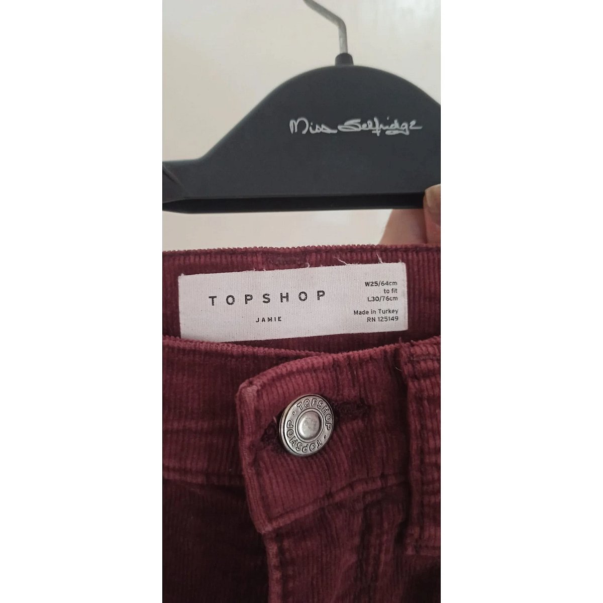 Jeans Skinny ta' Topshop Oxblood Jamie Corduroy għall-Ankle Grazer - photo 3