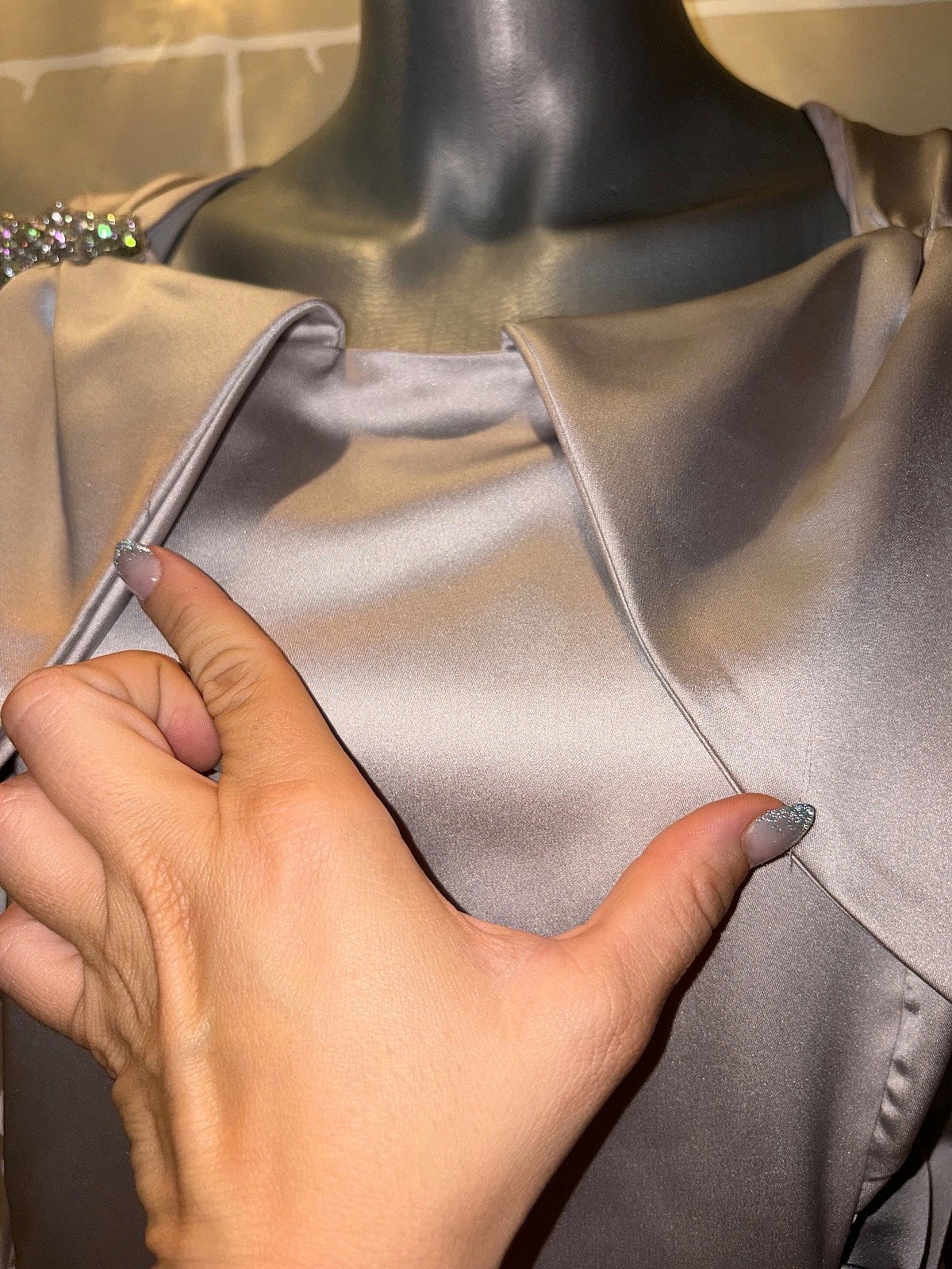 Silver Satin Formal Dress EU46 XXL - photo 3