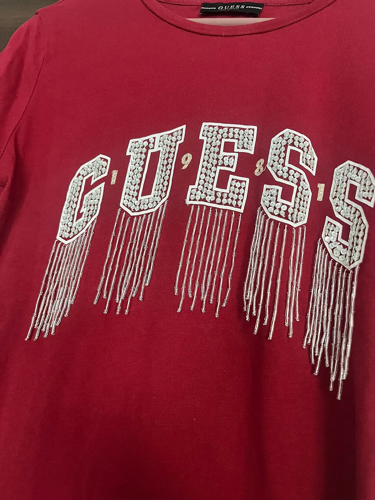 Guess Embellished Red Cotton Top - photo 6