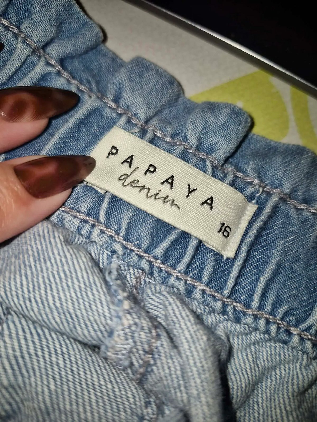 Xorts tad-denim elastiċi blu ċar - photo 3
