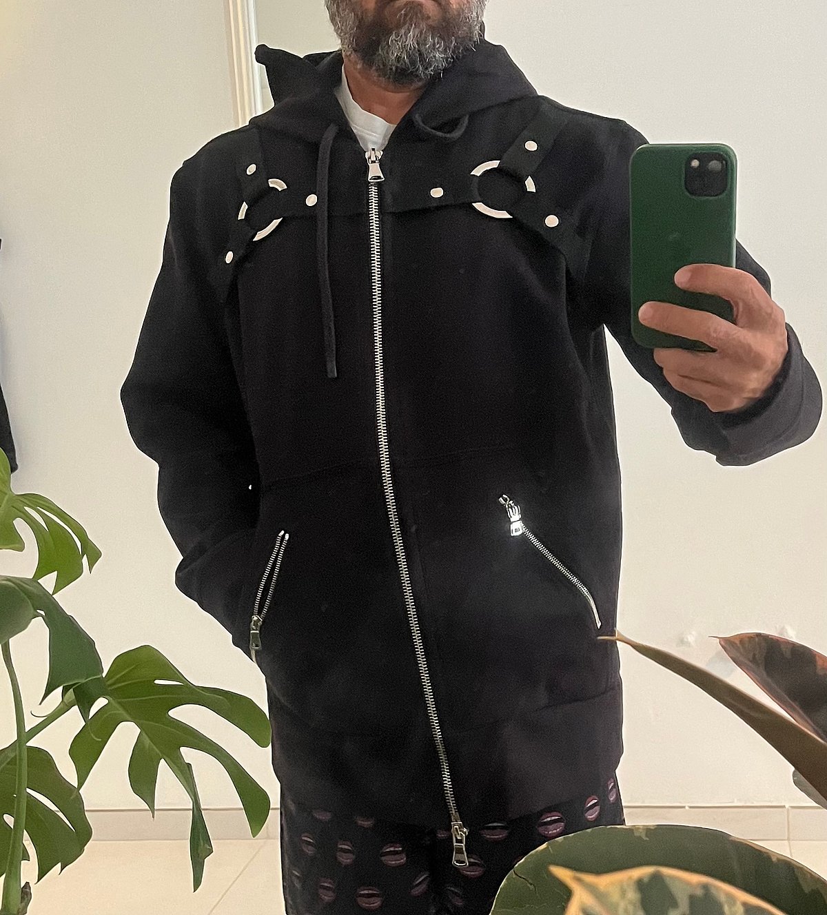 Hoodie Zip b'Dettalji ta' Ċinturin Iswed - photo 6