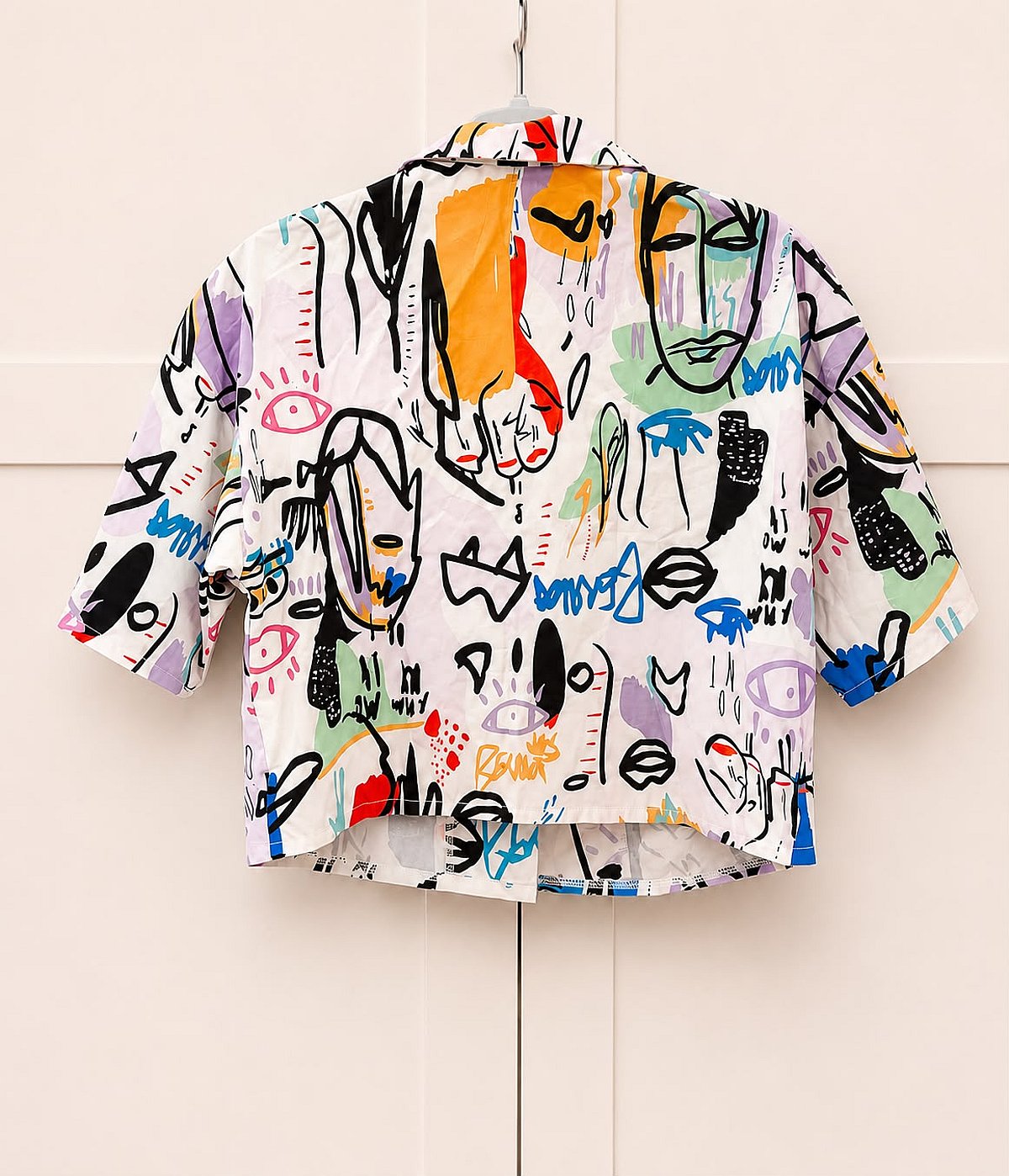 Abstract graffiti print button-up shirt - photo 2