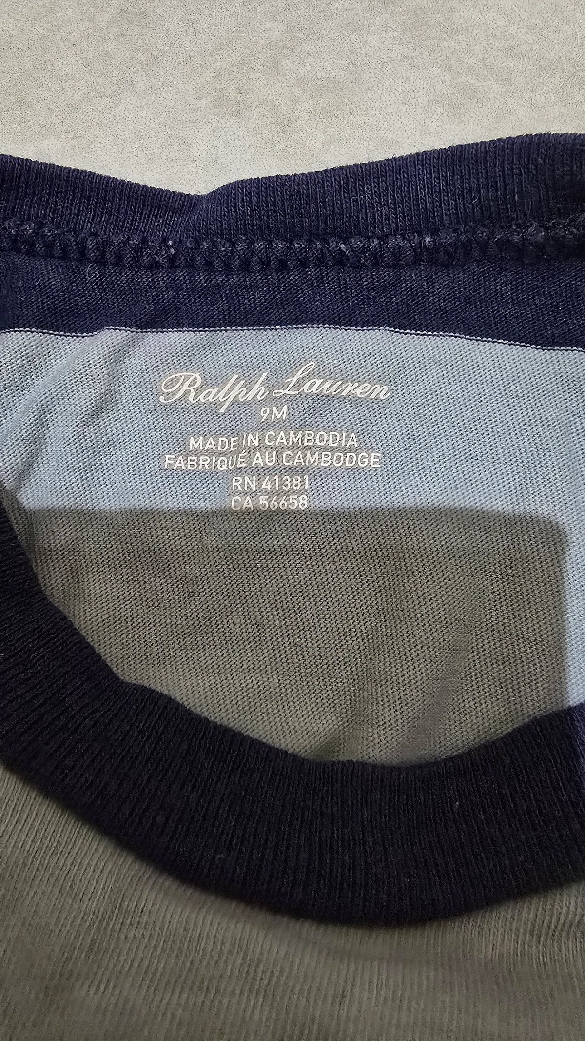 T-Shirt tal-Qoton b'Għonq Rotob Strixxat ta' Ralph Lauren - photo 3