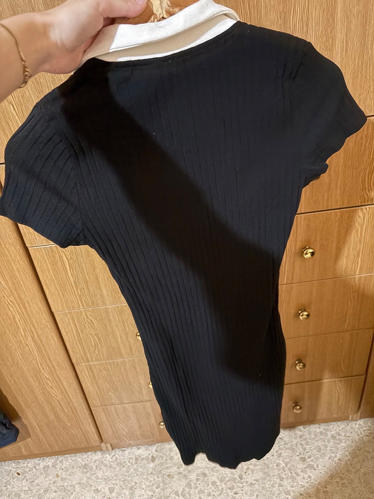 Black ribbed polo mini dress - photo 2