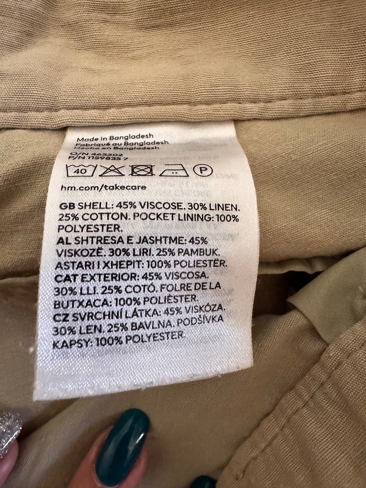 Qalziet aħdar ċar tat-taħlita ta' drapp naturali H&M - photo 4