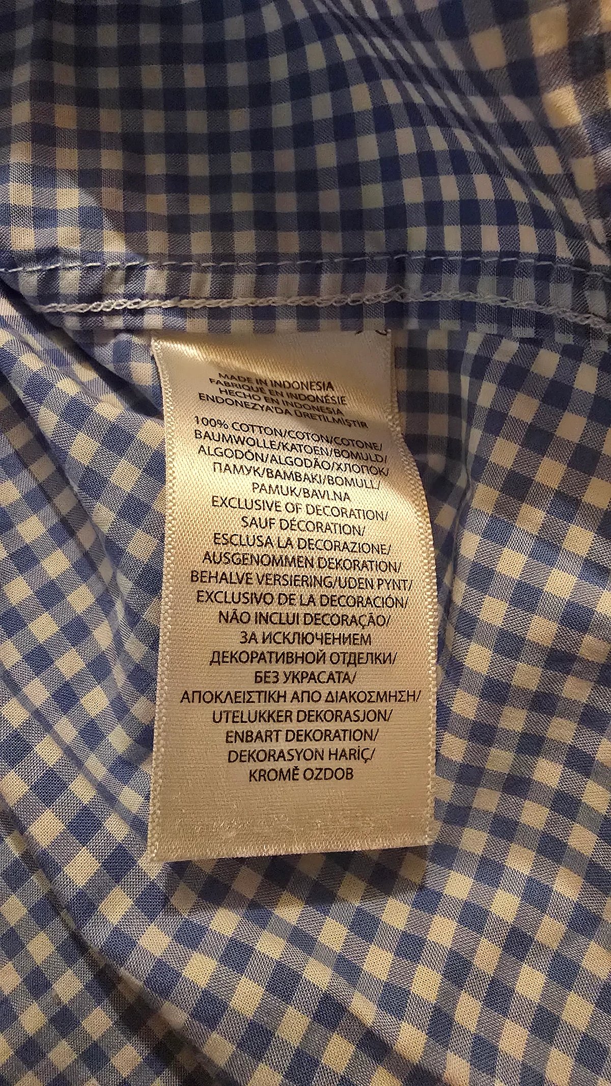 Qmis Ralph Lauren bil-buttuni u l-iskeletri tal-Gingham - photo 2