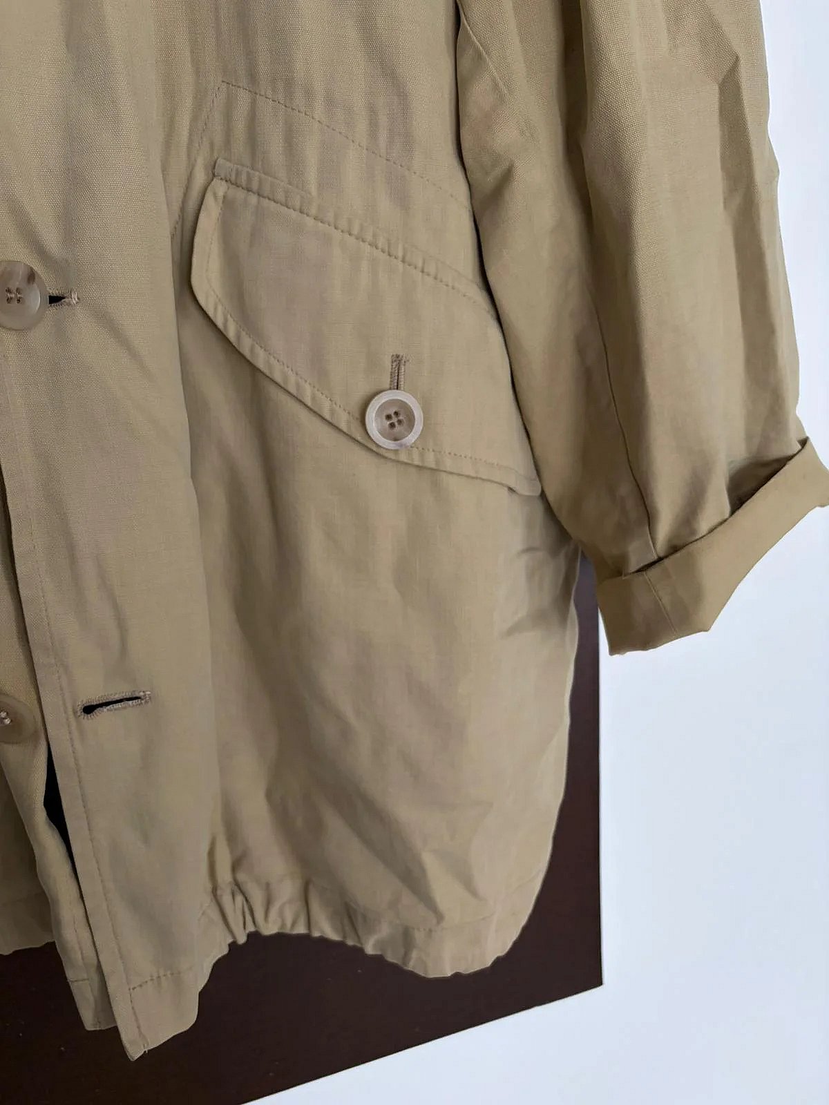 Linen Beige Button Front Field Jacket - photo 5