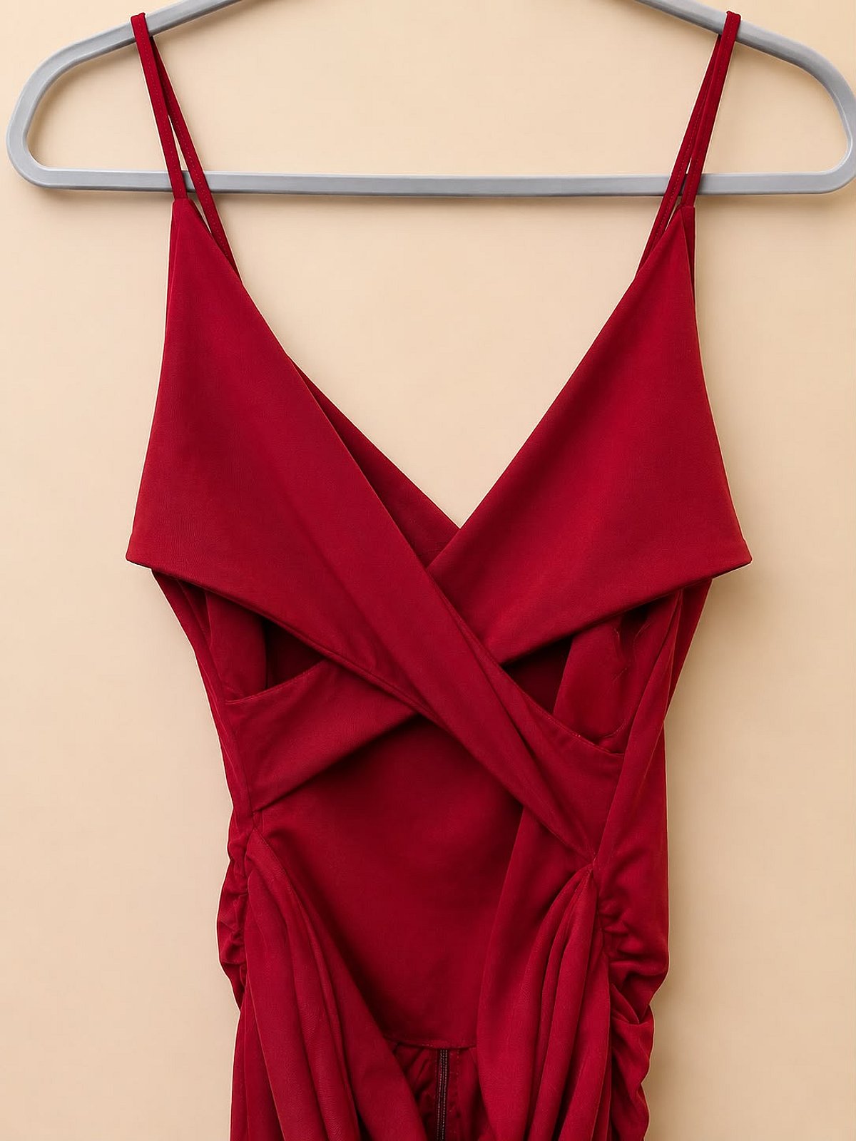 Dark Red Ruched Mini Dress - photo 3