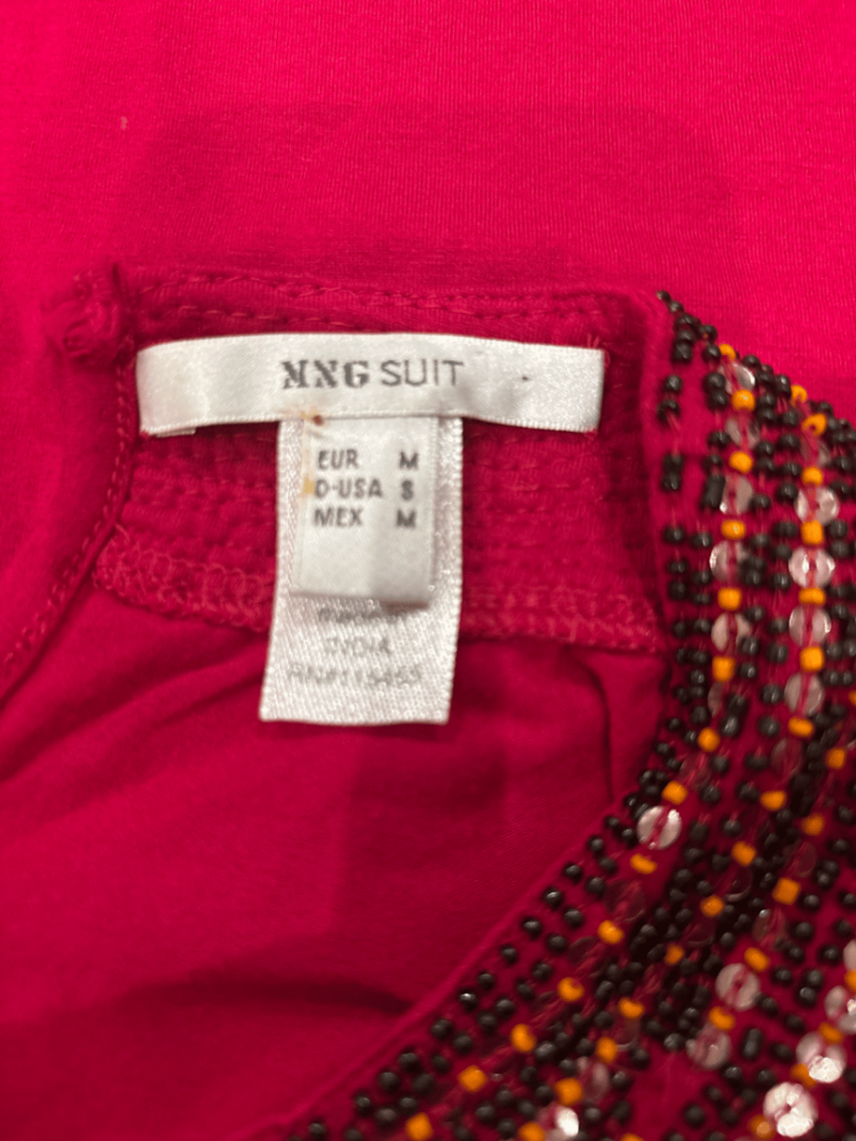 Red Beaded Neckline Long Sleeve Top - photo 2