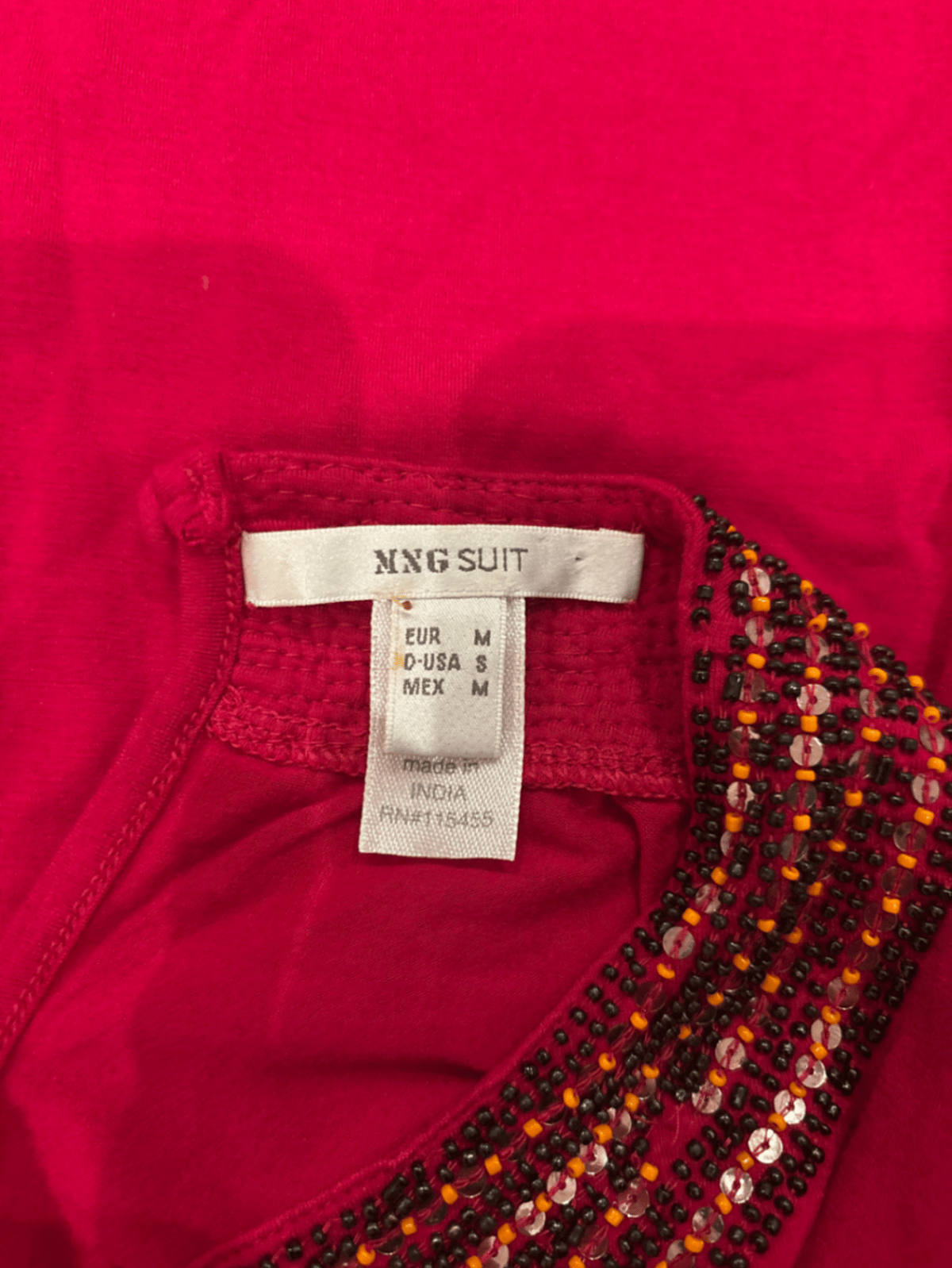Red Beaded Neckline Long Sleeve Top - photo 7