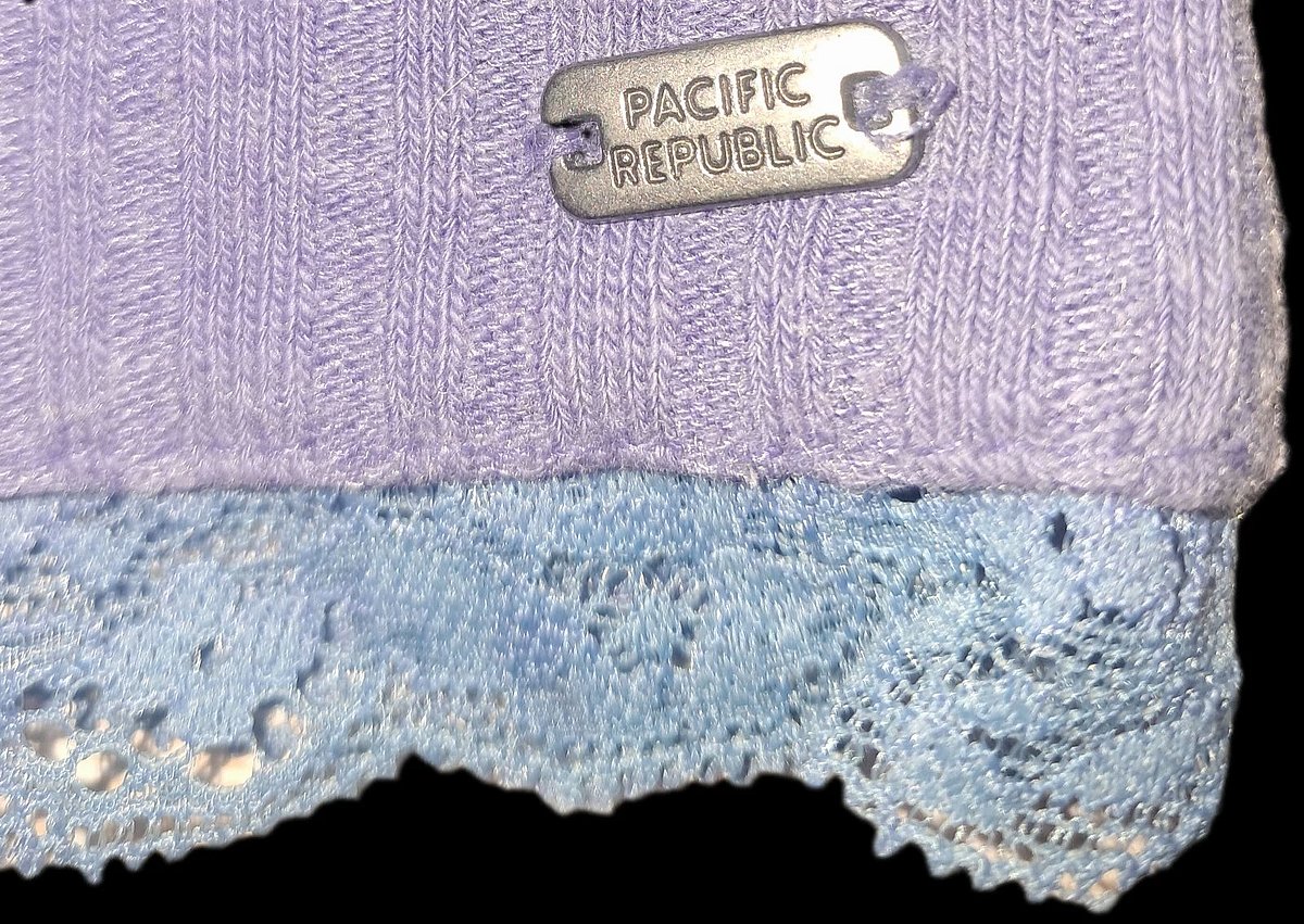 Cardigan corto in maglia a coste con pizzo viola Y2K - Pull & Bear S - photo 3