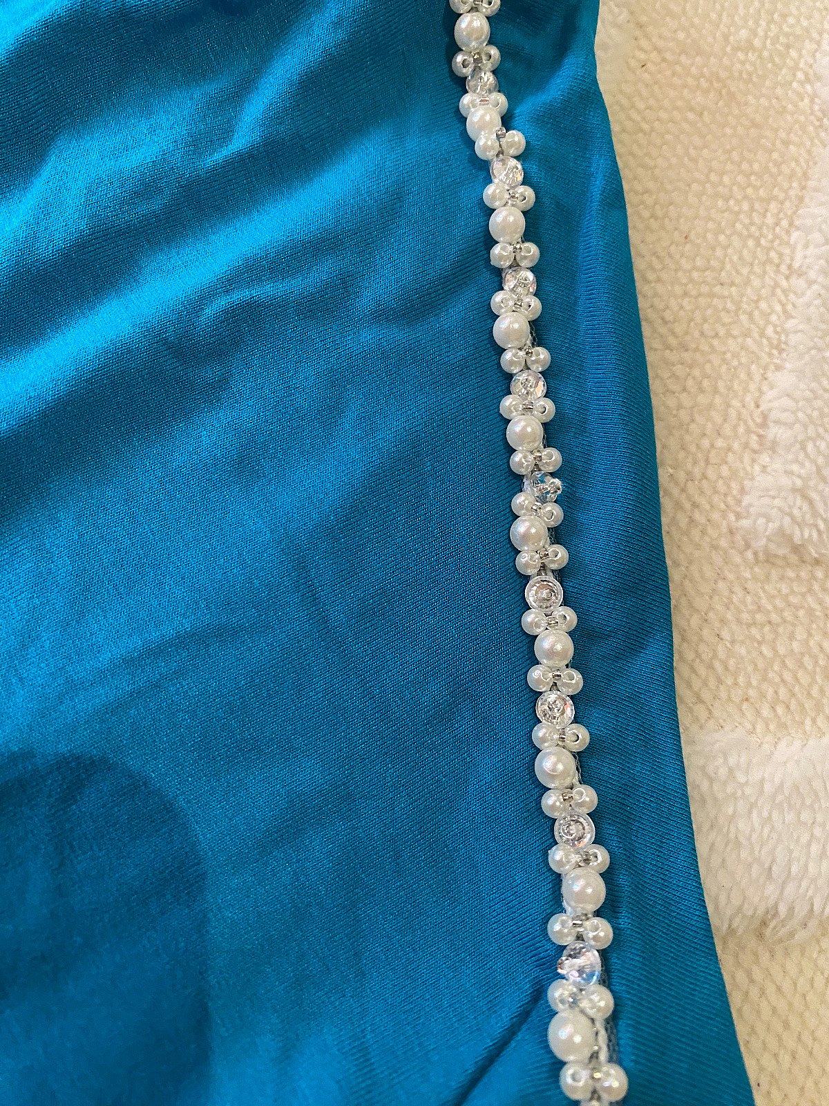 Blue embellished pearl detail top - photo 2