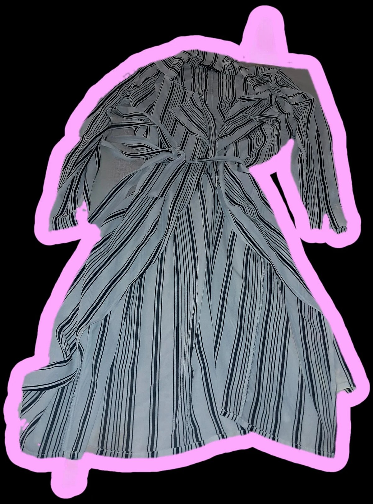 Tally Weijl - Vestido-camisa com corte envolvente às riscas pretas e brancas - Trench-coat leve - photo 2