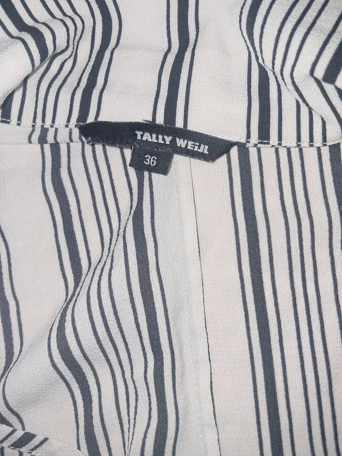Tally Weijl - Vestido-camisa com corte envolvente às riscas pretas e brancas - Trench-coat leve - photo 6