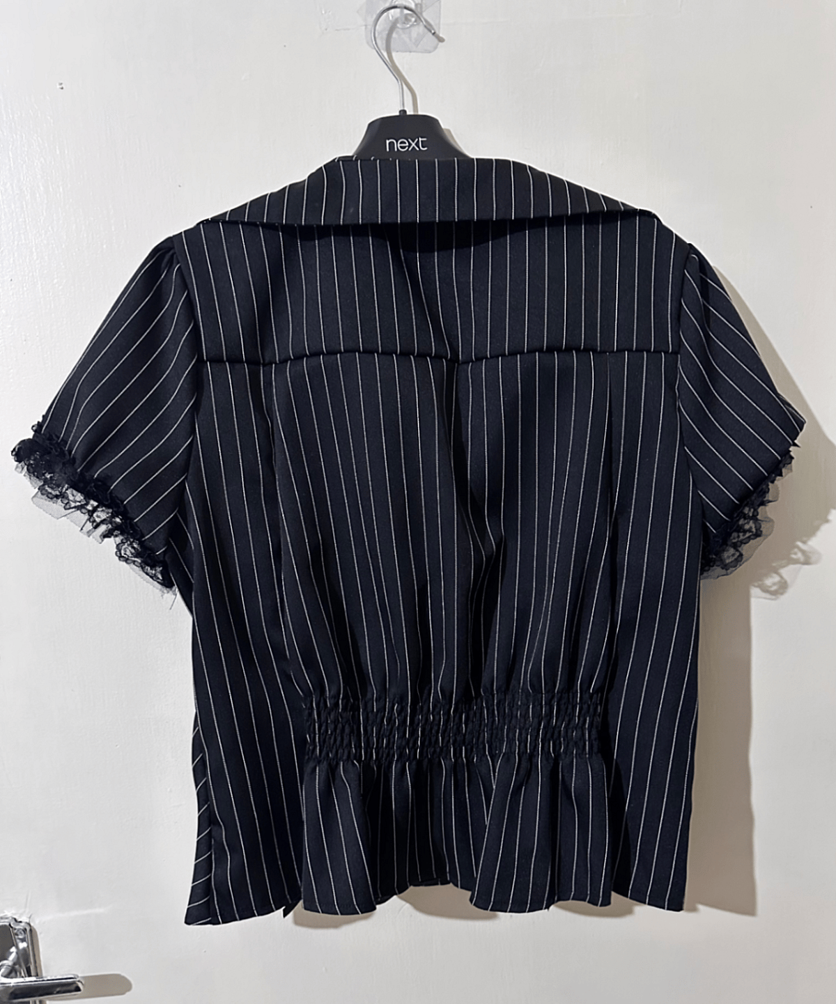 Blusa de rayas diplomáticas con ribete de encaje de Shein Romwe - photo 2