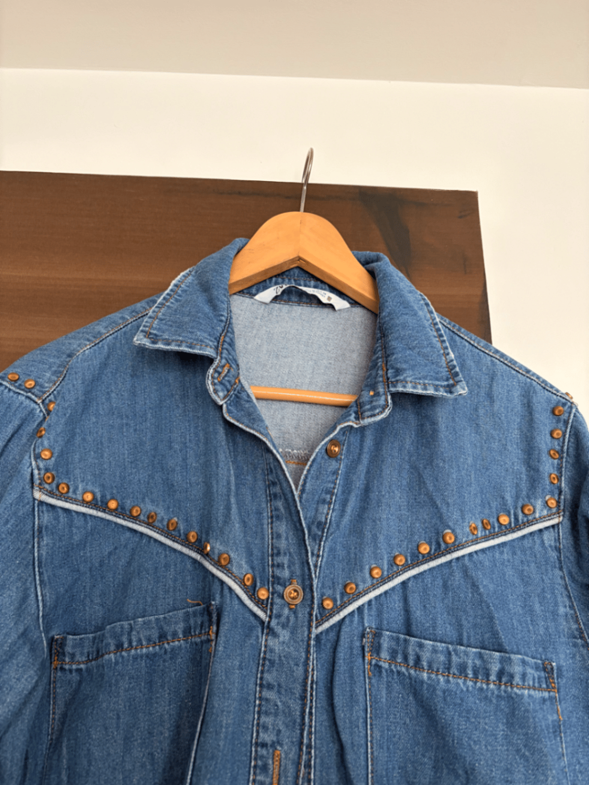 Studded Denim Overshirt - photo 2