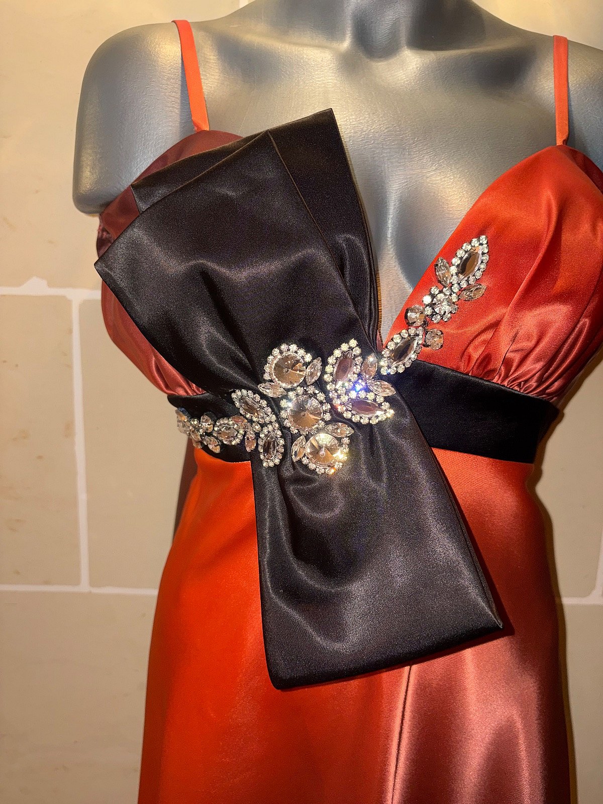 Orange Black Gradient Satin Formal Dress EU44/XL - photo 2
