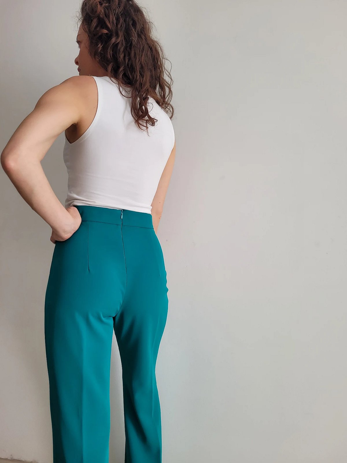 Eleganti pantaloni a gamba larga color verde acqua - photo 4