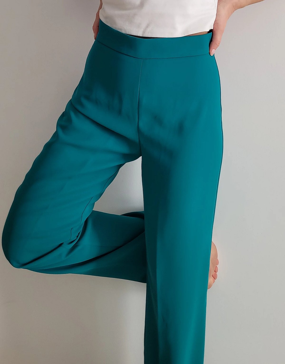 Eleganti pantaloni a gamba larga color verde acqua - photo 2